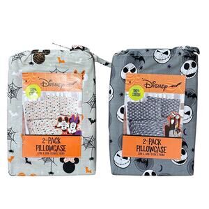 Disney 2 Pack Pillowcases Set of 2 NWT Mickey Mouse Nightmare Before Christmas